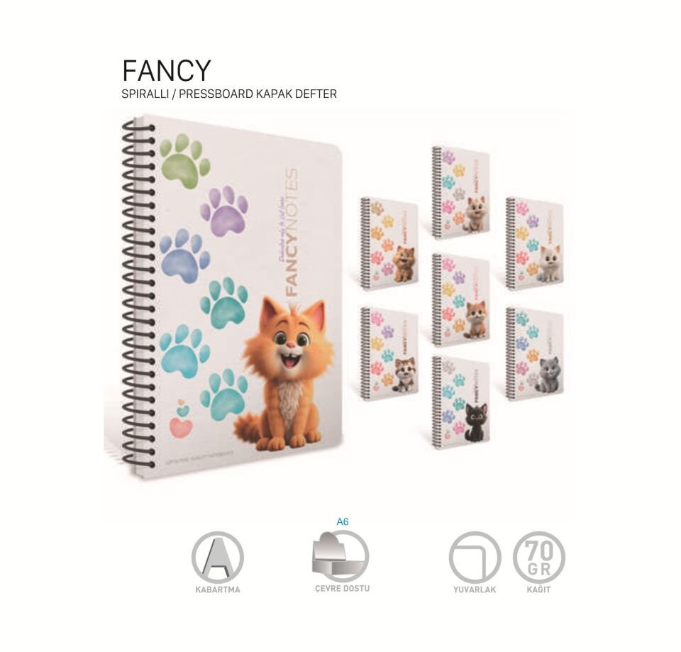 Gıpta Fancy Spiralli Pressboard Lapak Defter A4 80 Yaprak Çizgili