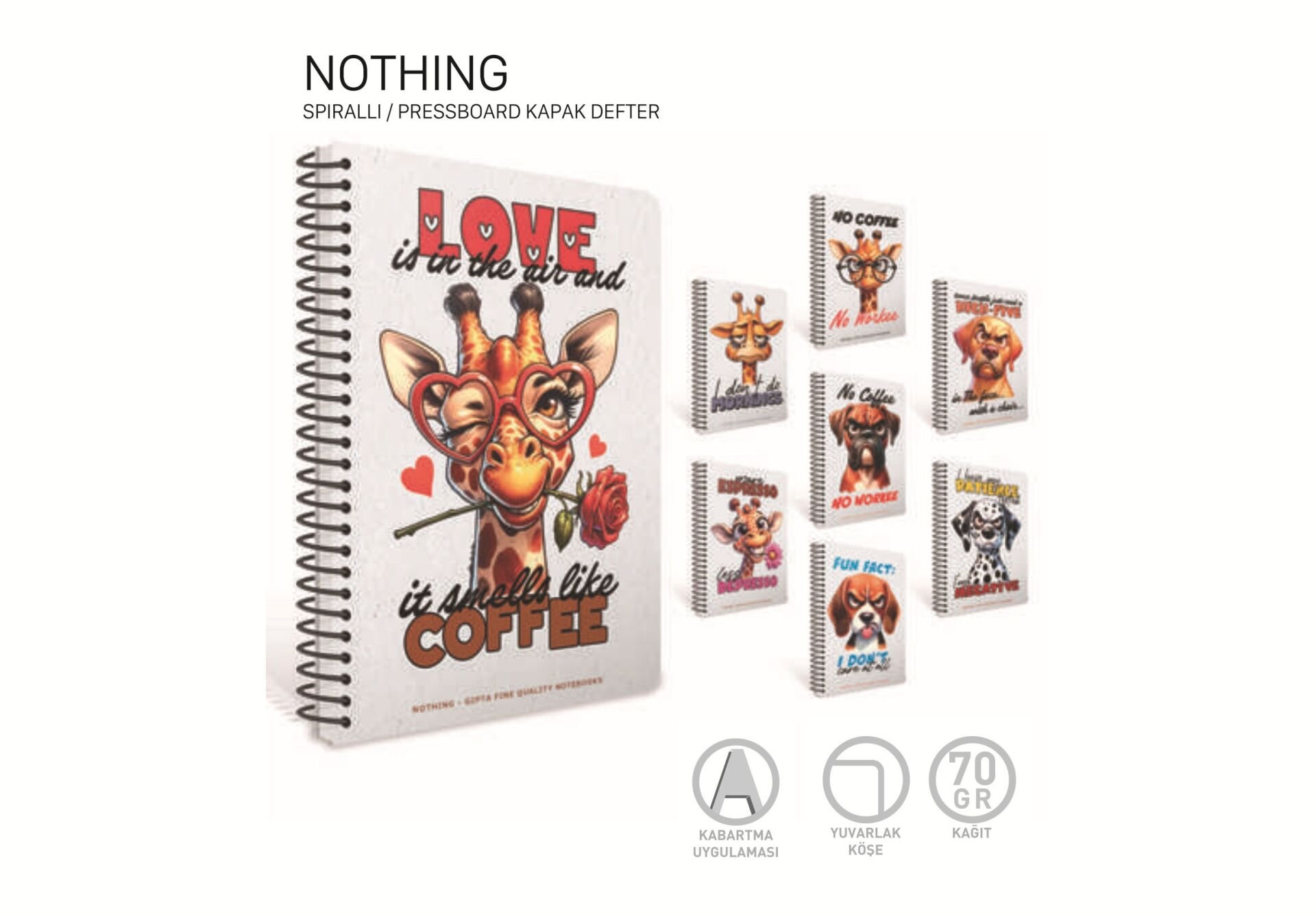 Gıpta Nothıng Spiralli Pressboard Kapak Defter 16x16 80 Yaprak Çizgili