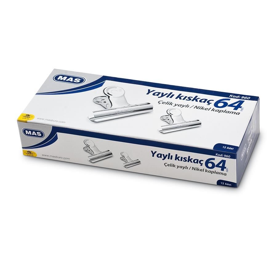 Mas Beyaz Metal Kıskaç Yaylı 64 Mm 6 Lı