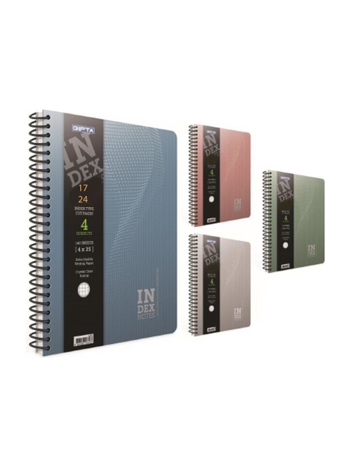 Gıpta İndex Spiralli Sert Kapak Defter 17x24 140 Yaprak Çizgili