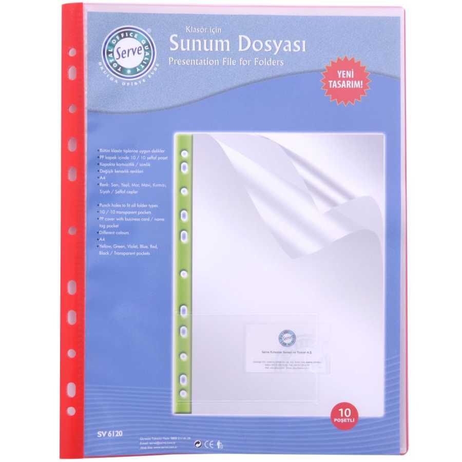 Serve Sunum Dosyası Kırmızı 10 Lu