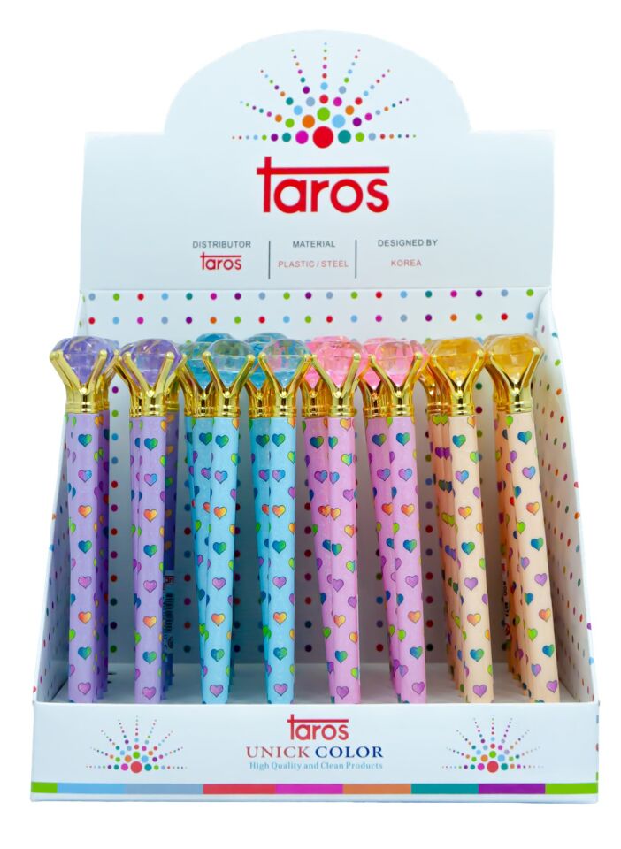 Taros Unick Color Taşlı Kalpli Jel Kalem