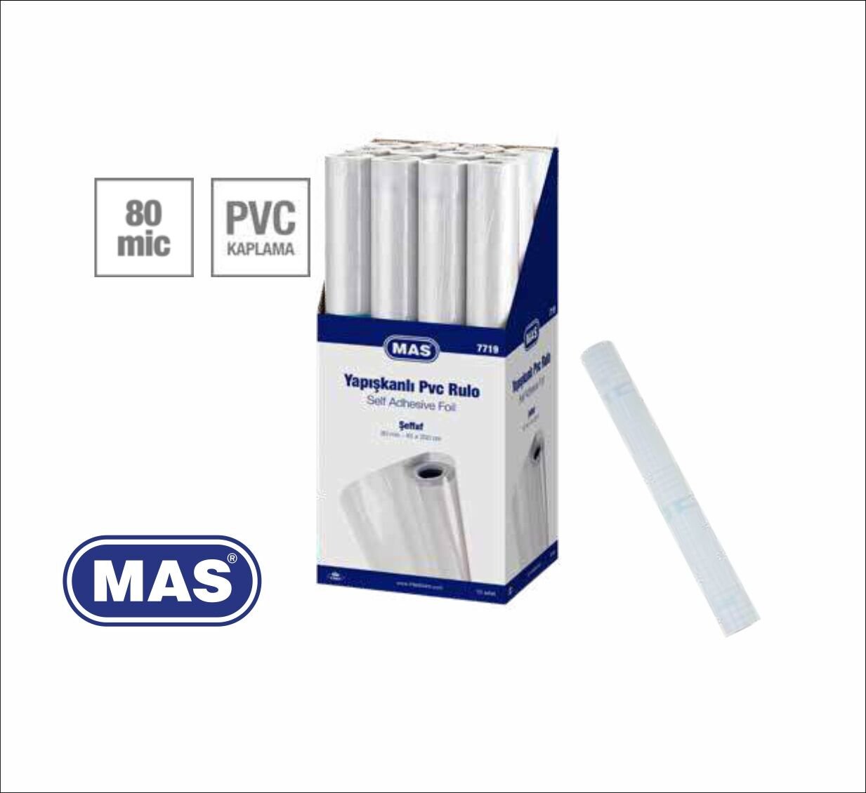 Mas Yapışkanlı Pvc Rulo 80 Mic 45x200 Cm Şeffaf