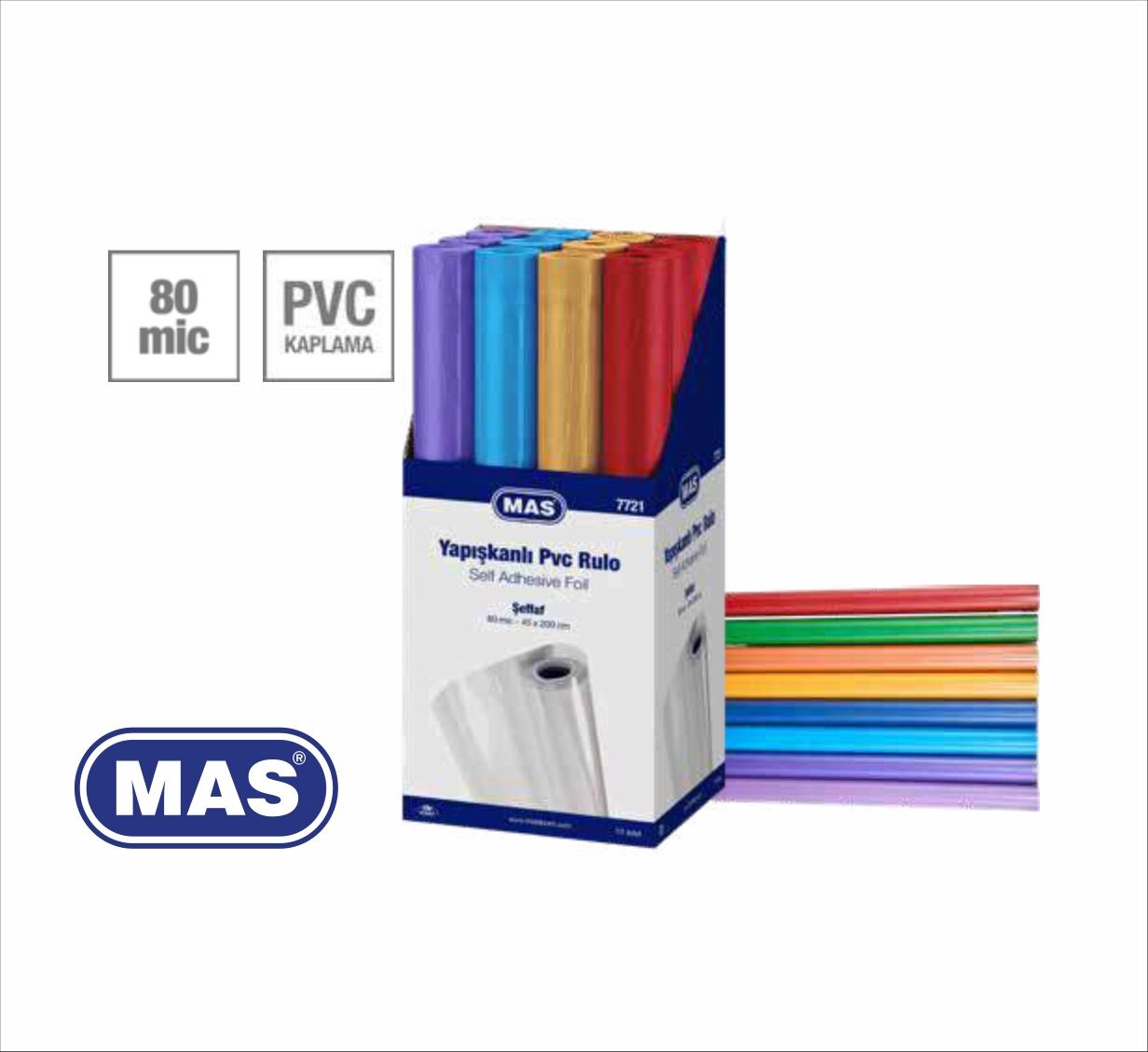 Mas Yapışkanlı Pvc Rulo 80 Mic 45x200 Cm Renkli