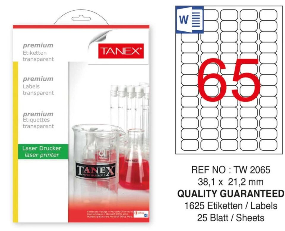 Tanex Tw-2065 38,1x21,2 Mm Sılver Lazer Etiket 25 Adet