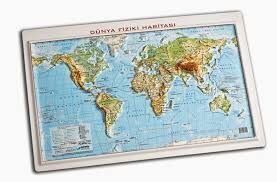 Gürbüz Dünya Fiziki Kabartma Harita 35x50