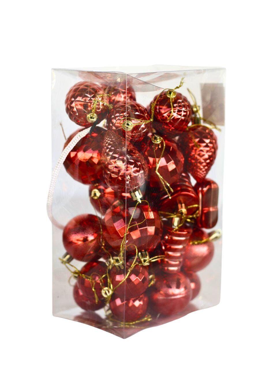 Astaş Karisik Yılbaşı Ağaçı Süs Paketi 30 Parca Kirmizi