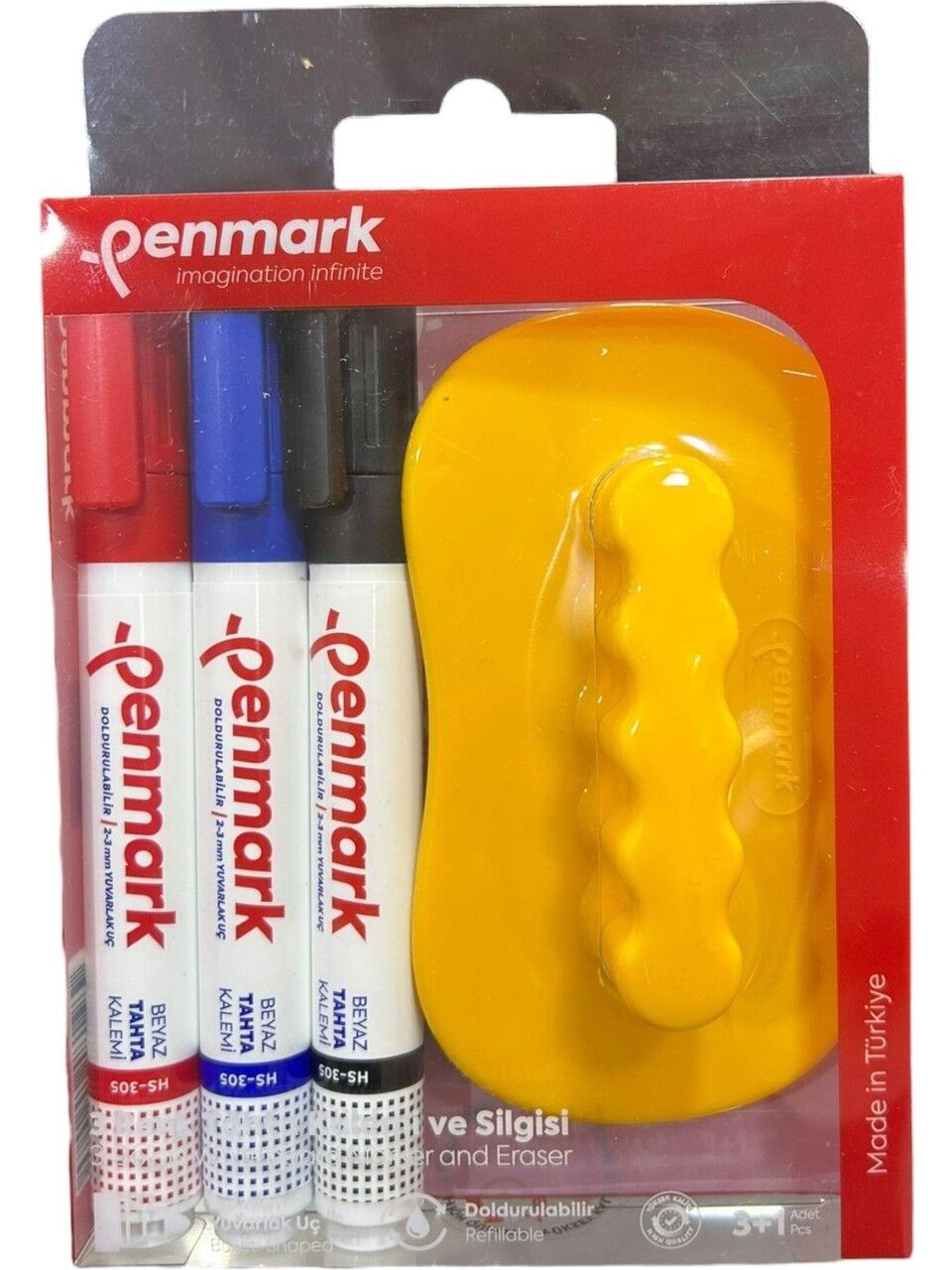 Penmark Beyaz Tahta Kalemi 3 Lü Set Silgili