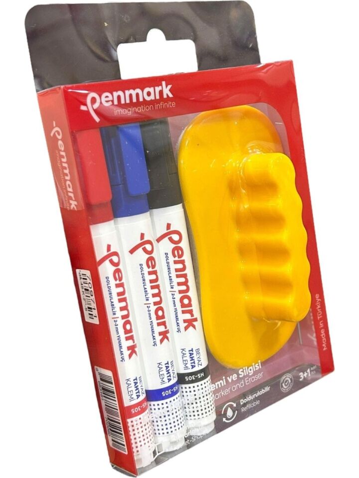 Penmark Beyaz Tahta Kalemi 3 Lü Set Silgili