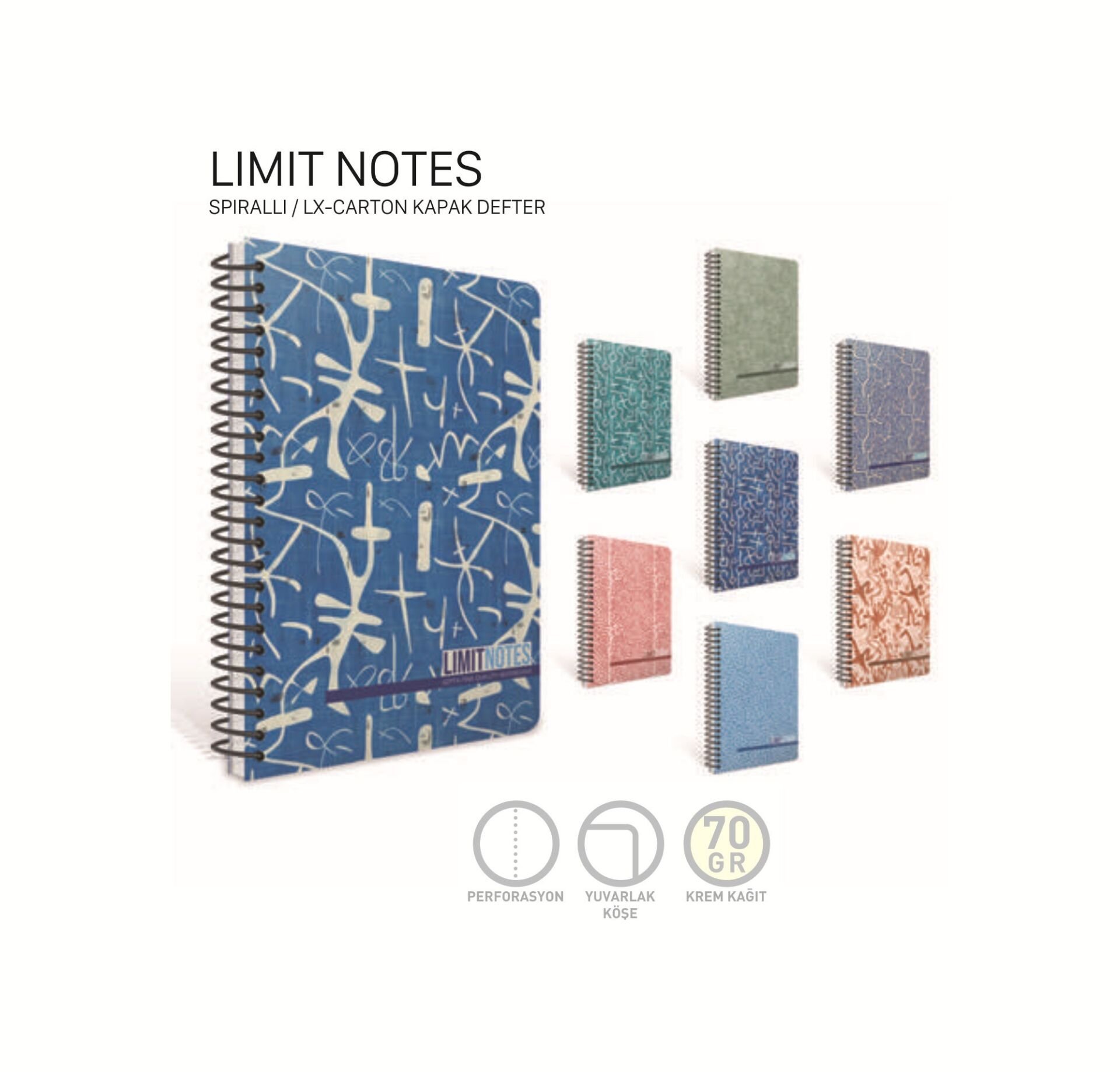 Gıpta Limit Note Spiralli Karton Kapak Defter 19x26 80 Yaprak Çizgili