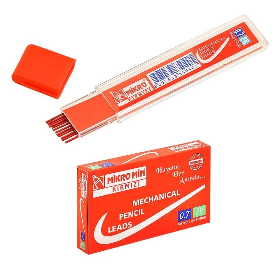 Mikro M-610 60Mm Kurşun Kalem Ucu Kırmızı 0.7Mm T.