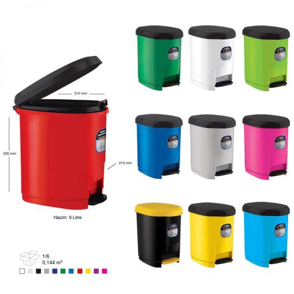 Ark Pedallı Çöp Kovası 9 Lt