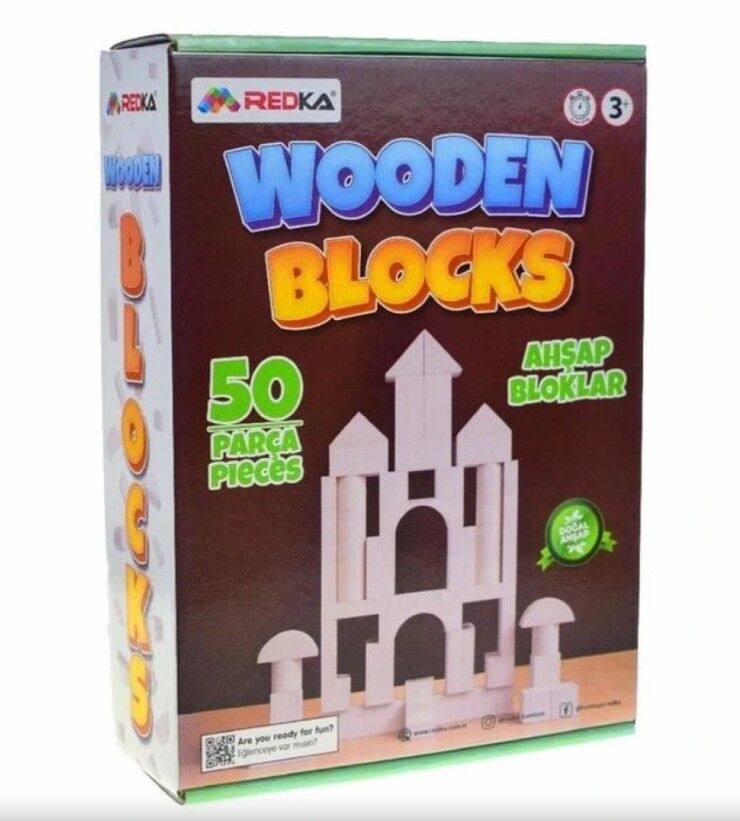 Redka Ahşap Bloklar 50 Parça Doğal Renk