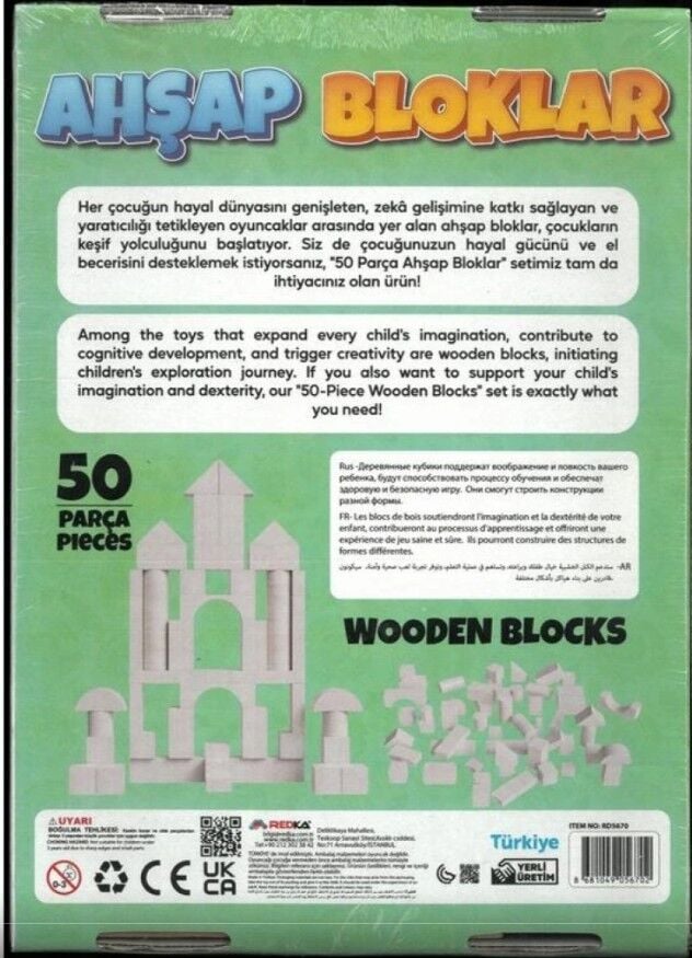 Redka Ahşap Bloklar 50 Parça Doğal Renk
