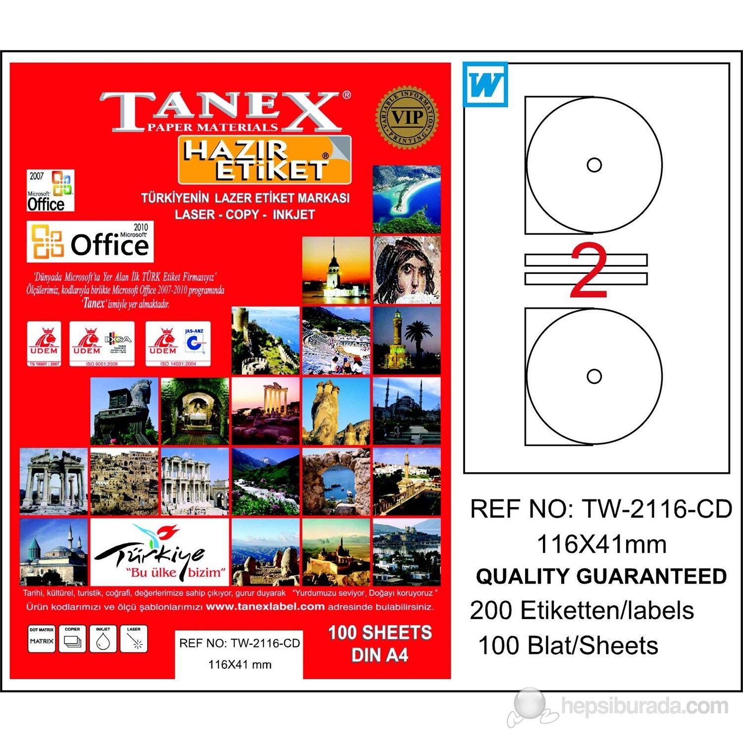 Tanex Tw-2116 116x41 Mm Laser Etiket 100 Adet