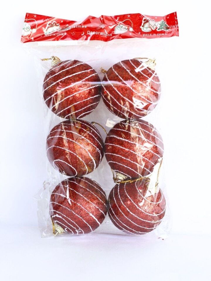 Astaş Strafor Kirmizi Beyaz Cizgili Top 6 Cm 6 Li