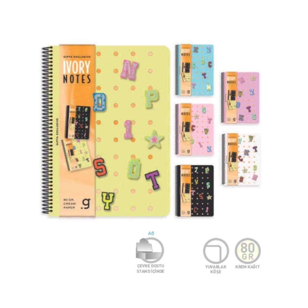 Gıpta İvory Notes Spiralli Pp Kapak Defter A4 80 Yaprak Çizgili