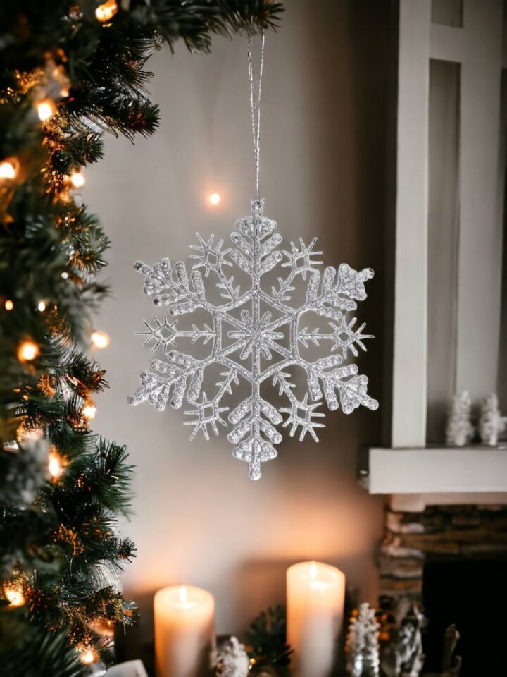 Astaş Simli Kar Tanesi 28 Cm Gümüş