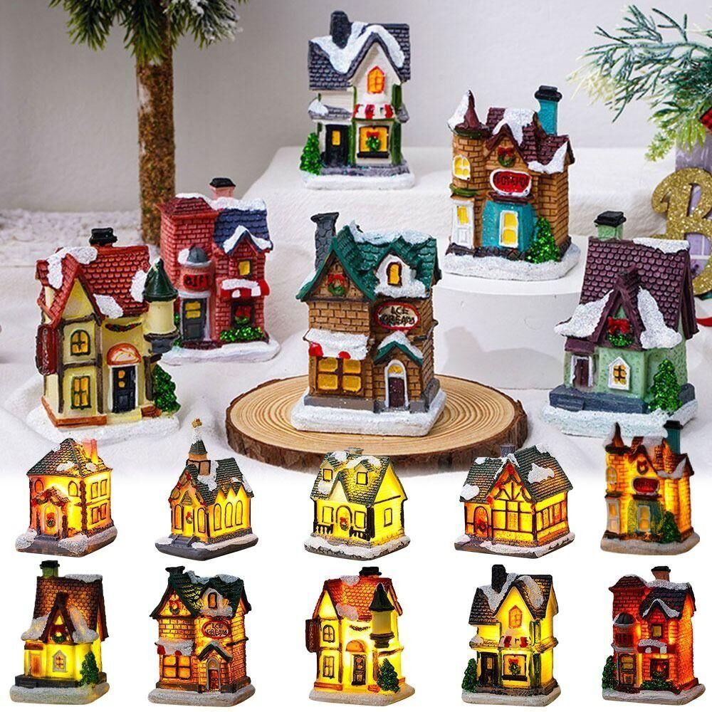 Taros Yılbaşı Işıklı Dekoratif Ev Şekilli Biblo