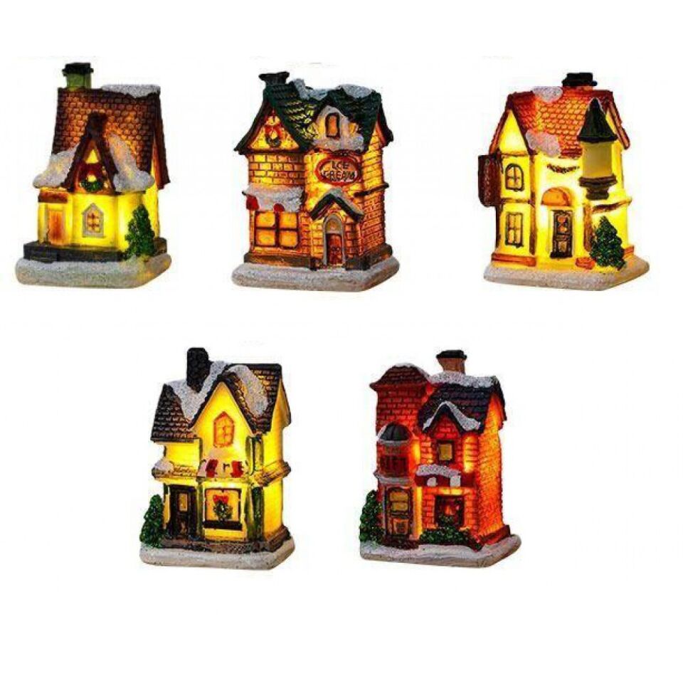 Taros Yılbaşı Işıklı Dekoratif Ev Şekilli Biblo