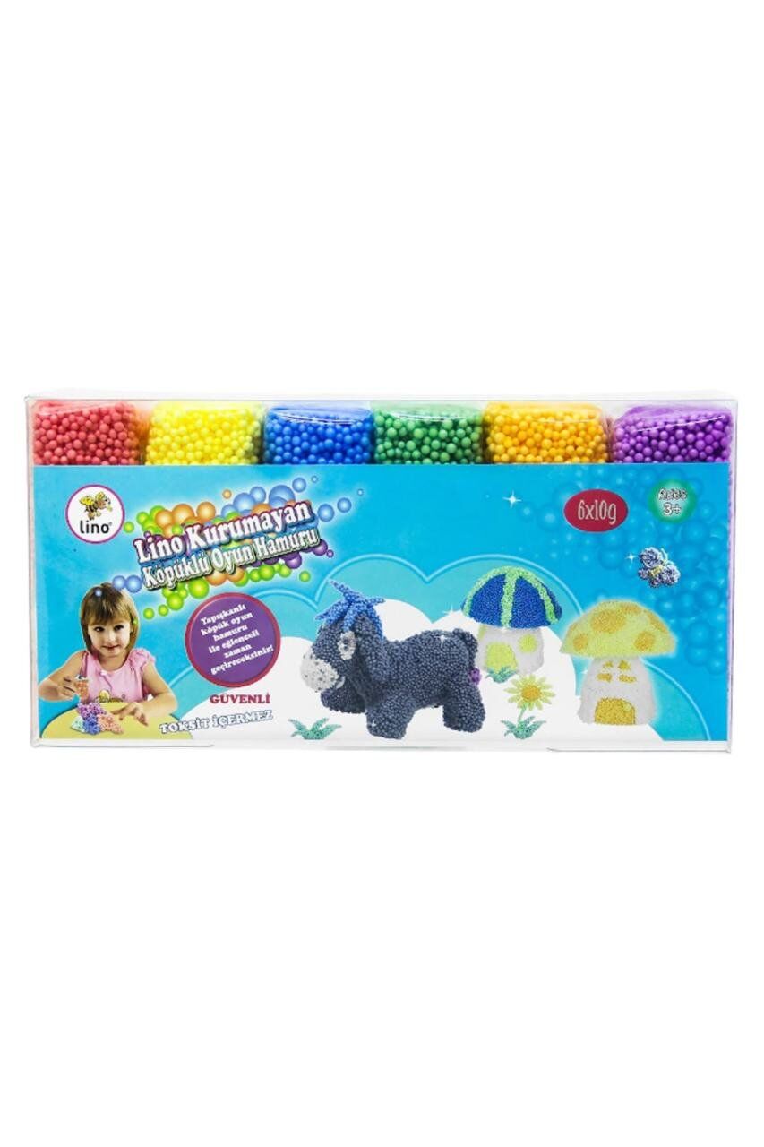 Lino Kurumayan Köpüklü Oyun Hamuru 10 Gr Pvc Kutu 6 Lı