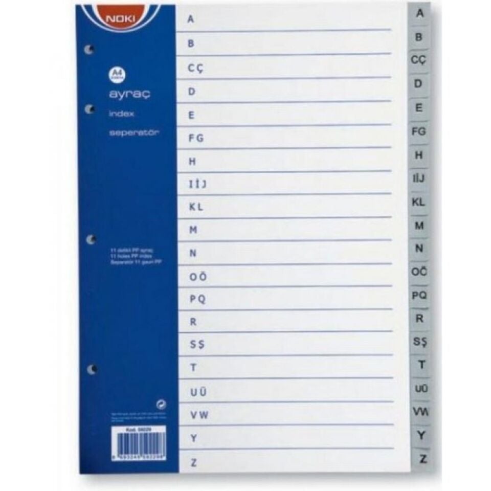 Noki Ayraç Pp A-Z Türkçe Harf