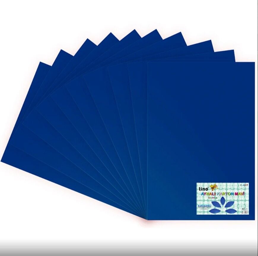 Lino Aynalı Metalik Karton Mavi 50x70 Cm    