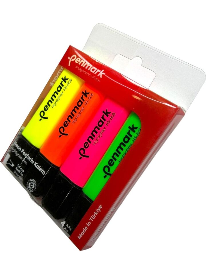 Penmark Fosforlu Kalem 4 Lü Asetat Karışık Renk Neon
