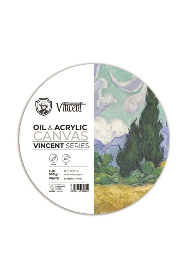 Vincent Oil Acrylıc Daire Canvas White 300 Gr 25 Cm