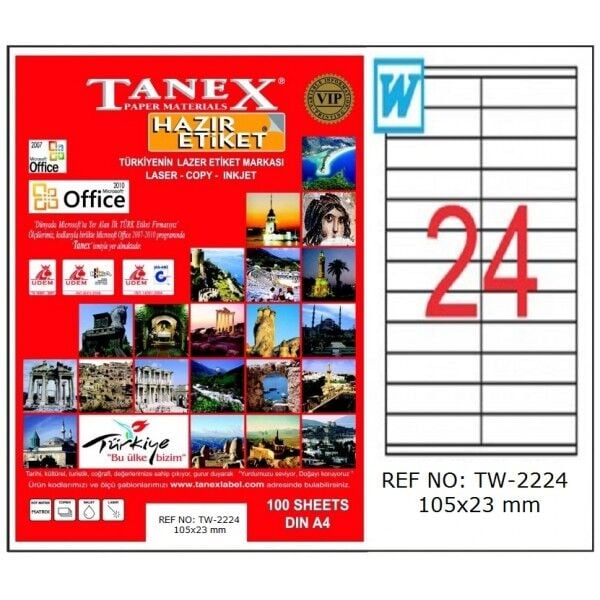 Tanex Tw-2224 105x23 Mm Laser Etiket 100 Adet