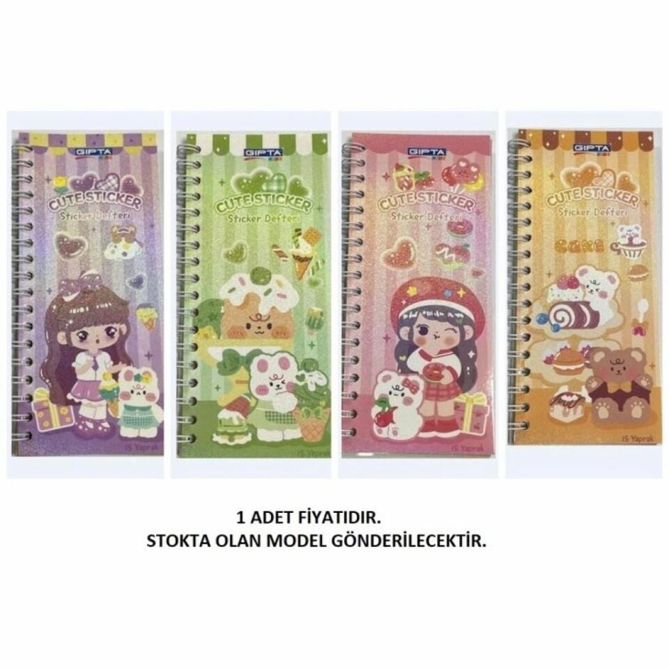 Gıpta Sticker Cute Sticker Defteri 7,3 Cm x 2 Cm 15 Yaprak