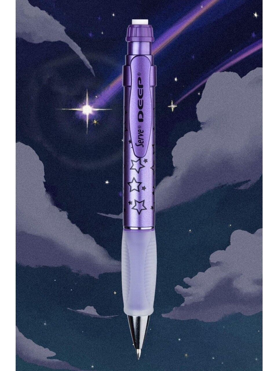 Serve Deep Mekanik Kurşun Kalem 07 Mm Desenli Metalik Mor