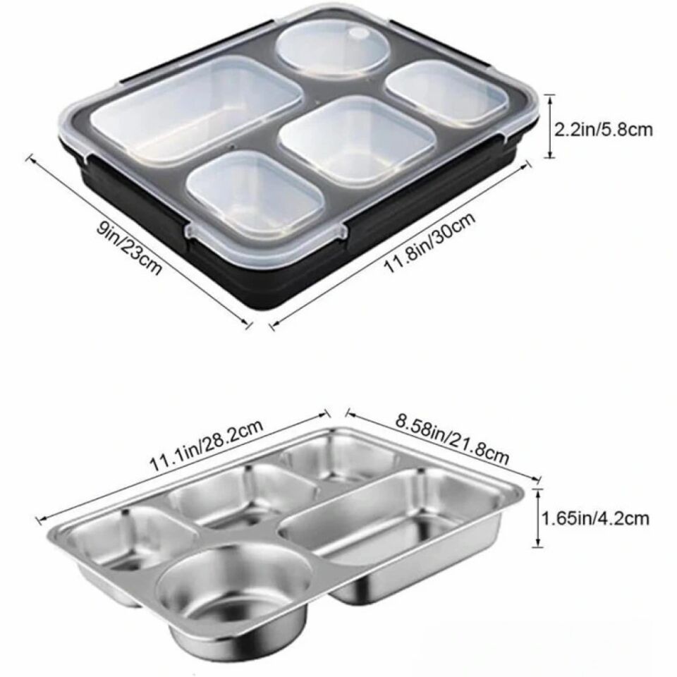 Vagonlife 1600 Ml 5 Bölmeli Paslanmaz Çelik Lunch Box