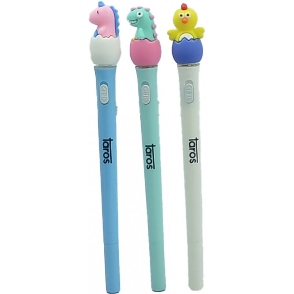 Taros Unick Color Yumurta Hayvanlar Işıklı Jel Kalem