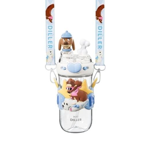 Diller 580 Ml Boyun Askılı Tritan Su  Matara Kemikli Köpek