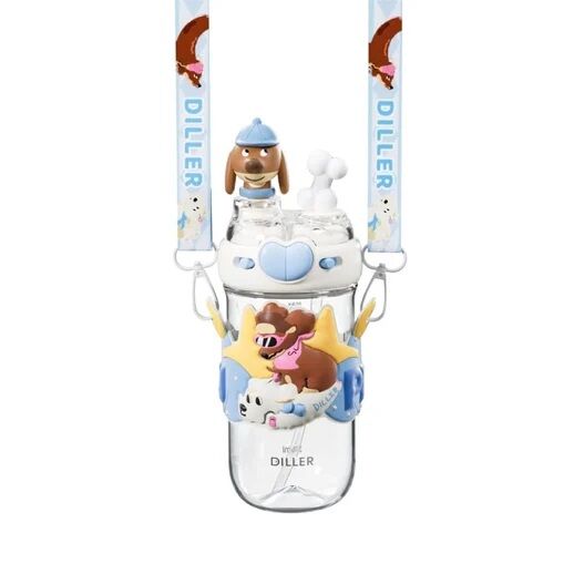 Diller 580 Ml Boyun Askılı Tritan Su  Matara Kemikli Köpek
