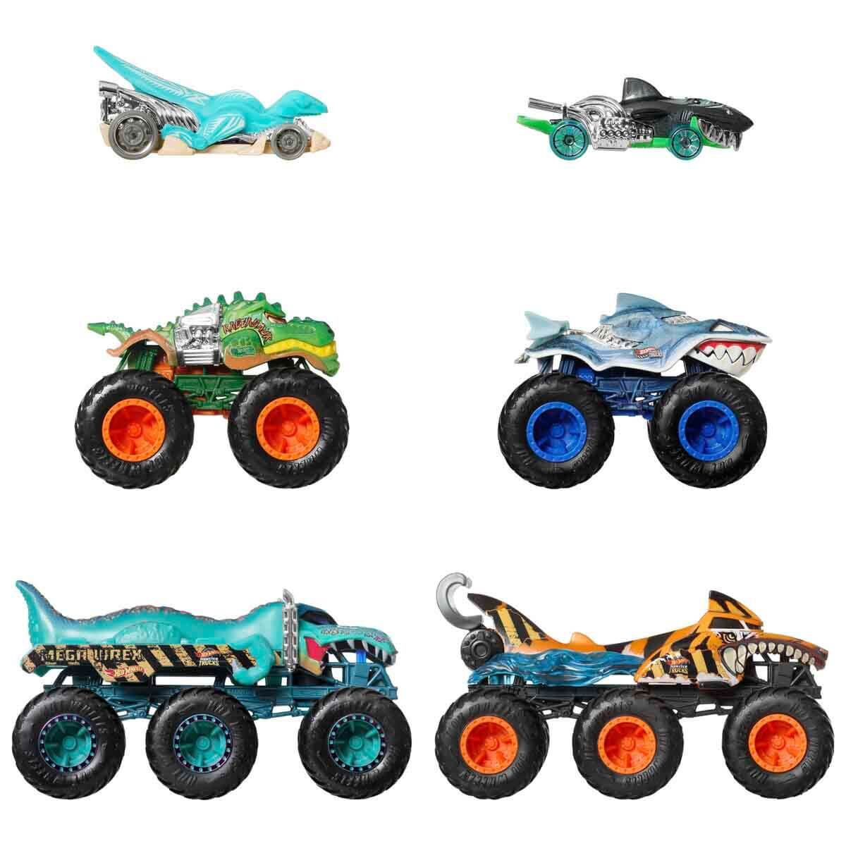 Mlt Hot Wheels Monster Trucks Shark Dinos Araçalar Paketi