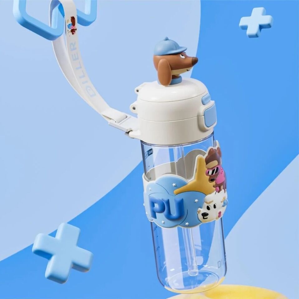 Diller 600 Ml Boyun Askılı Tritan Su  Matara Köpek