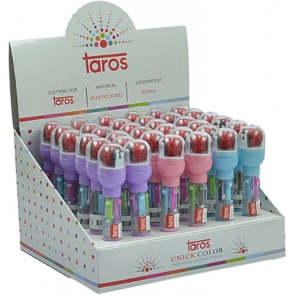 Taros Unick Color Pastel Mühürlü Kısa Çoklu Tükenmez Kalem