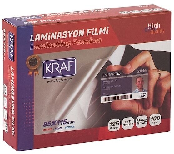 Kraf Laminasyon Filmi 85X115 Mm 125 Micron 100 Lü 2128