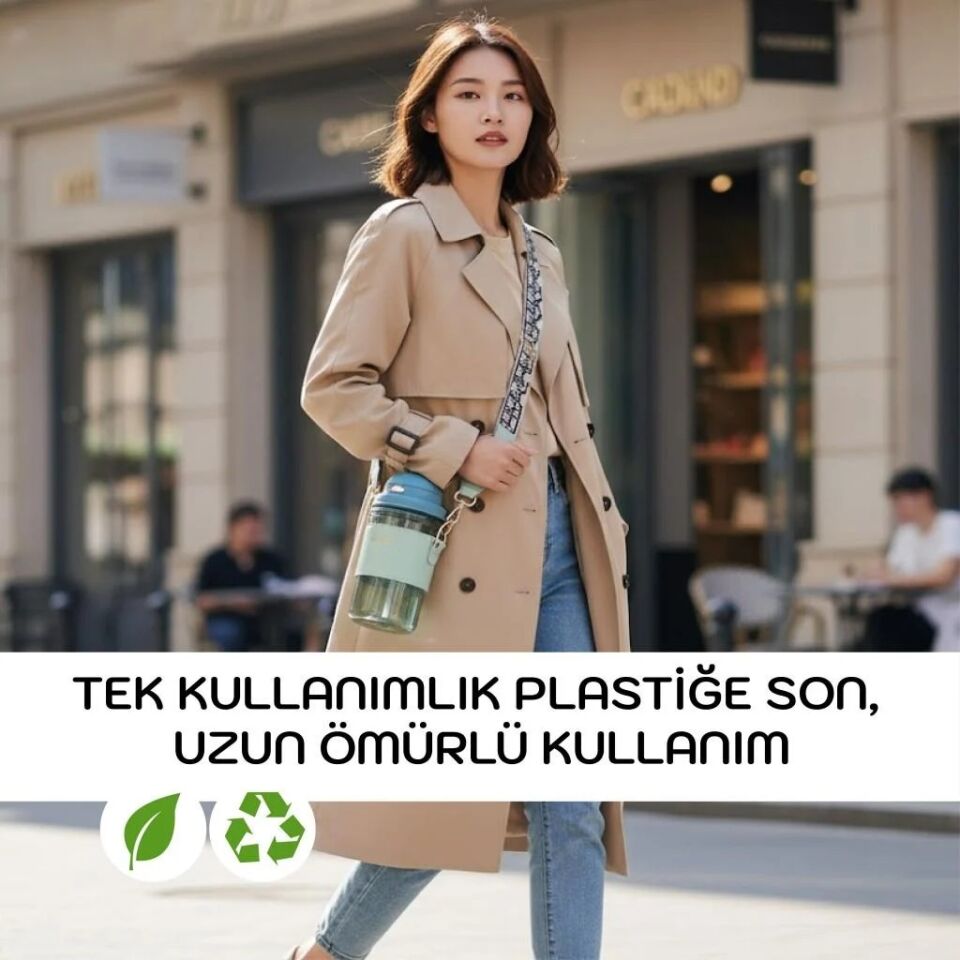 Vagonlife Diller 650 Ml Deri Kılıflı Tritan Su Matarası