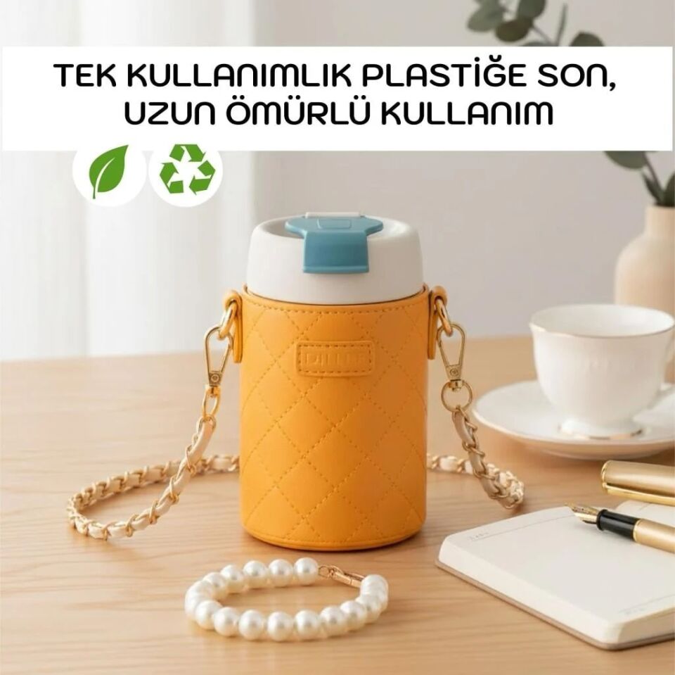 Vagonlife Diller 380 Ml Deri Klıflı Paslanmaz Çelik Termos