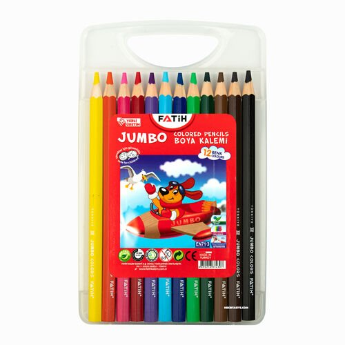 Fatih Kuru Boya Kalemi Jumbo 12 Renk Çantalı