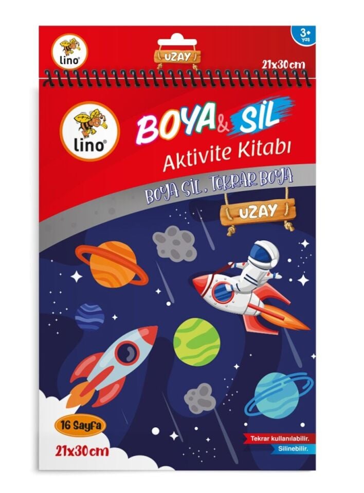 Lino Boya Sil Aktivite Boyama Kitabı Uzay A4 Ebat Silinebilir    