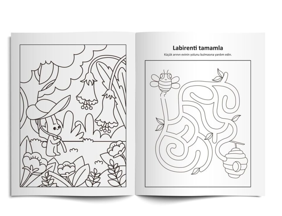 Lino Boya Sil Aktivite Boyama Kitabı Hayvanlar A4 Ebat Silinebilir    