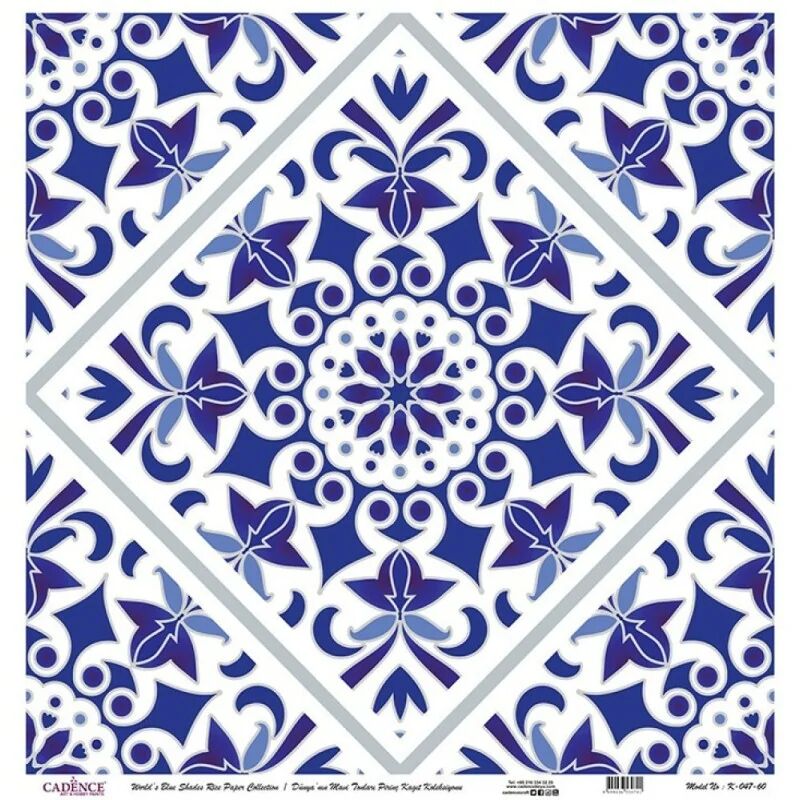 Cadence Dünyanın Mavi Tonları Pirinç Koleksiyon Beyaz Zemin K-047 30x30