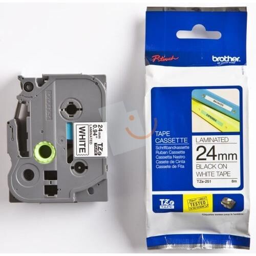 Brother Etiket Tz-Tape 24 MM Beyaz Üzerine Siyah TZE-251