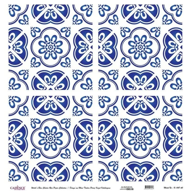 Cadence Dünyanın Mavi Tonları Pirinç Koleksiyon Beyaz Zemin K-048 30x30