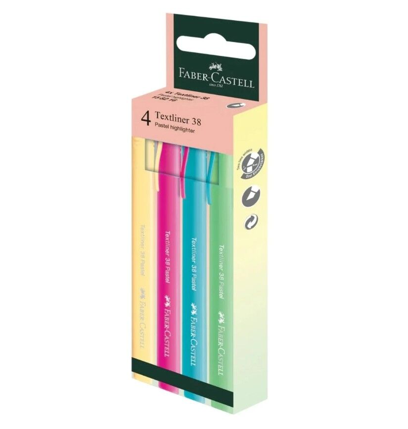 Faber-Castell Fosforlu Kalem 38 Pastel 4 Lü Paket