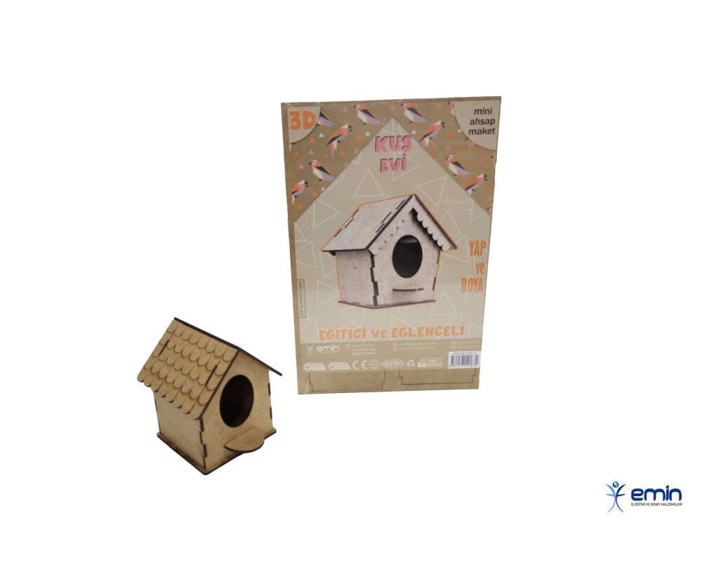 Emin İş Eğitimi 3D Kuş Evi Mini Ahşap Maket